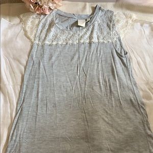 E by Eloise Gray Shirt with White Lace